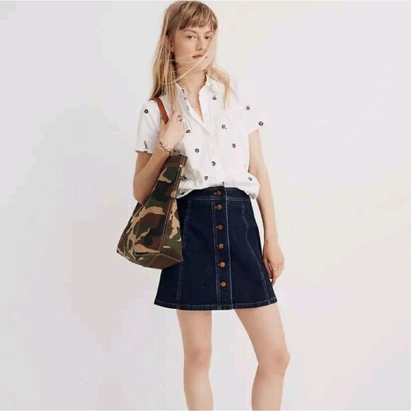 Orig $79.50! Madewell Womens Denim Jean Button Down Skirt Size 00 - Picture 1 of 6